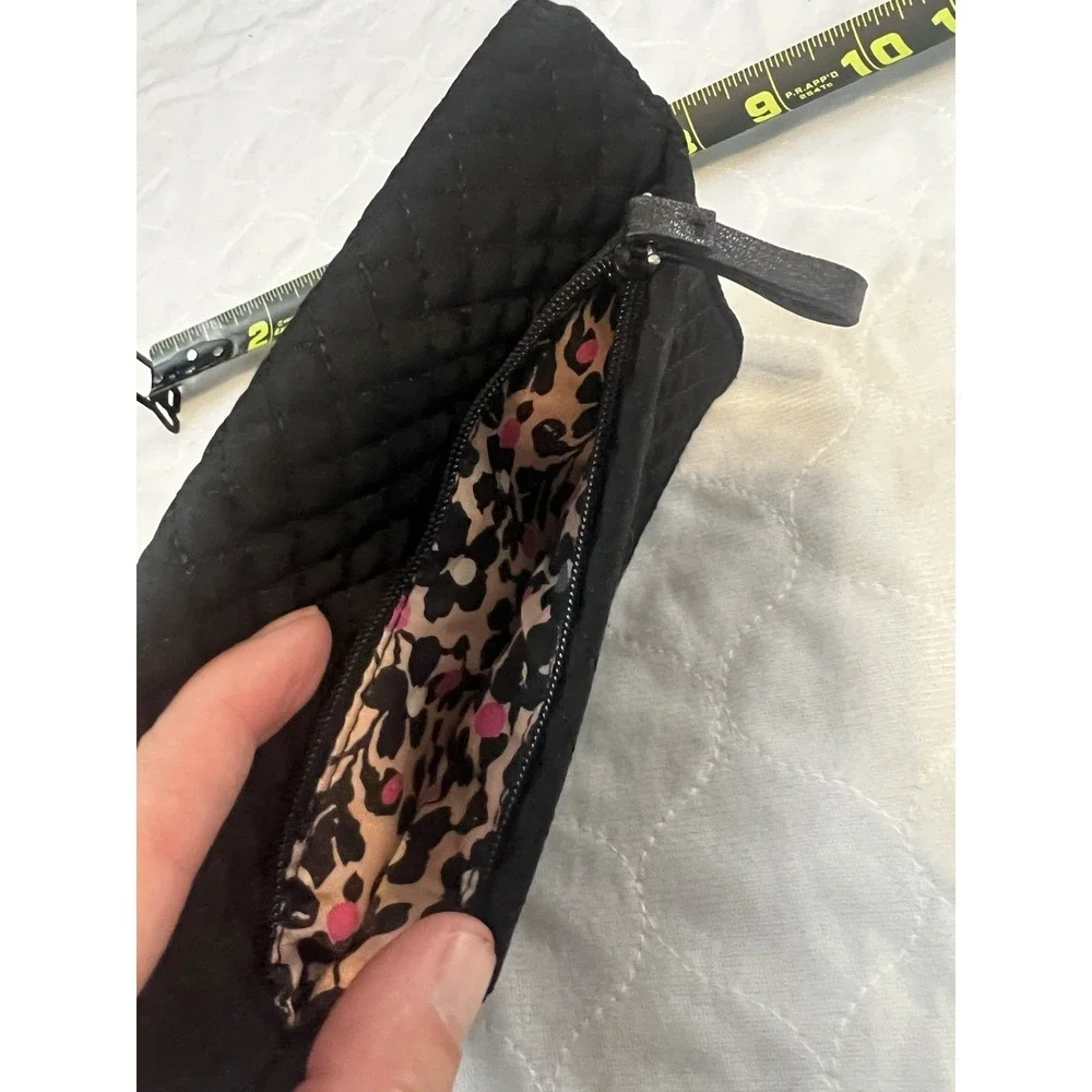 Vera Bradley Clutch Wallet Ultimate Card Case Black Quilted ID Zip Compartment